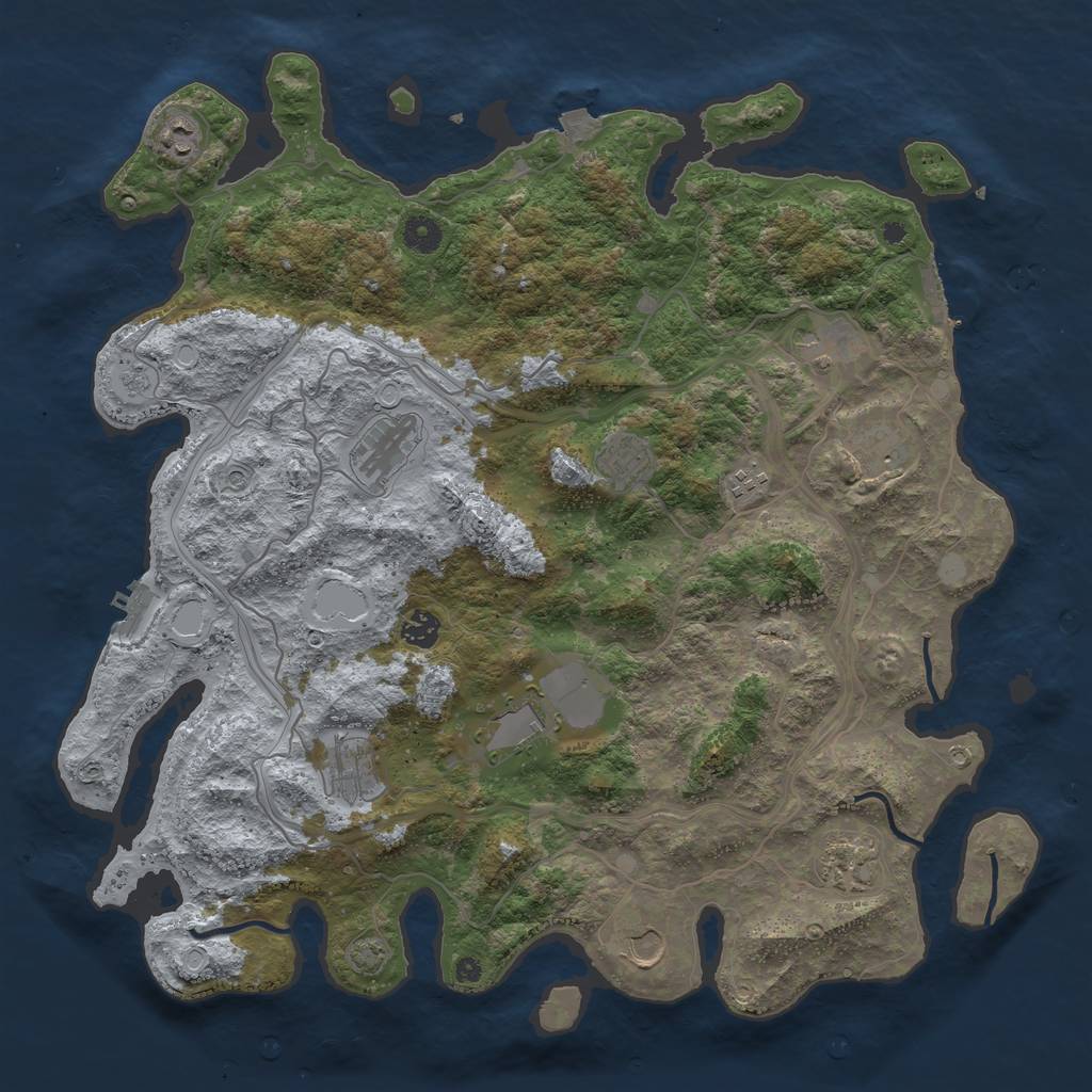 Rust Map: Procedural Map, Size: 4300, Seed: 14780166, 19 Monuments