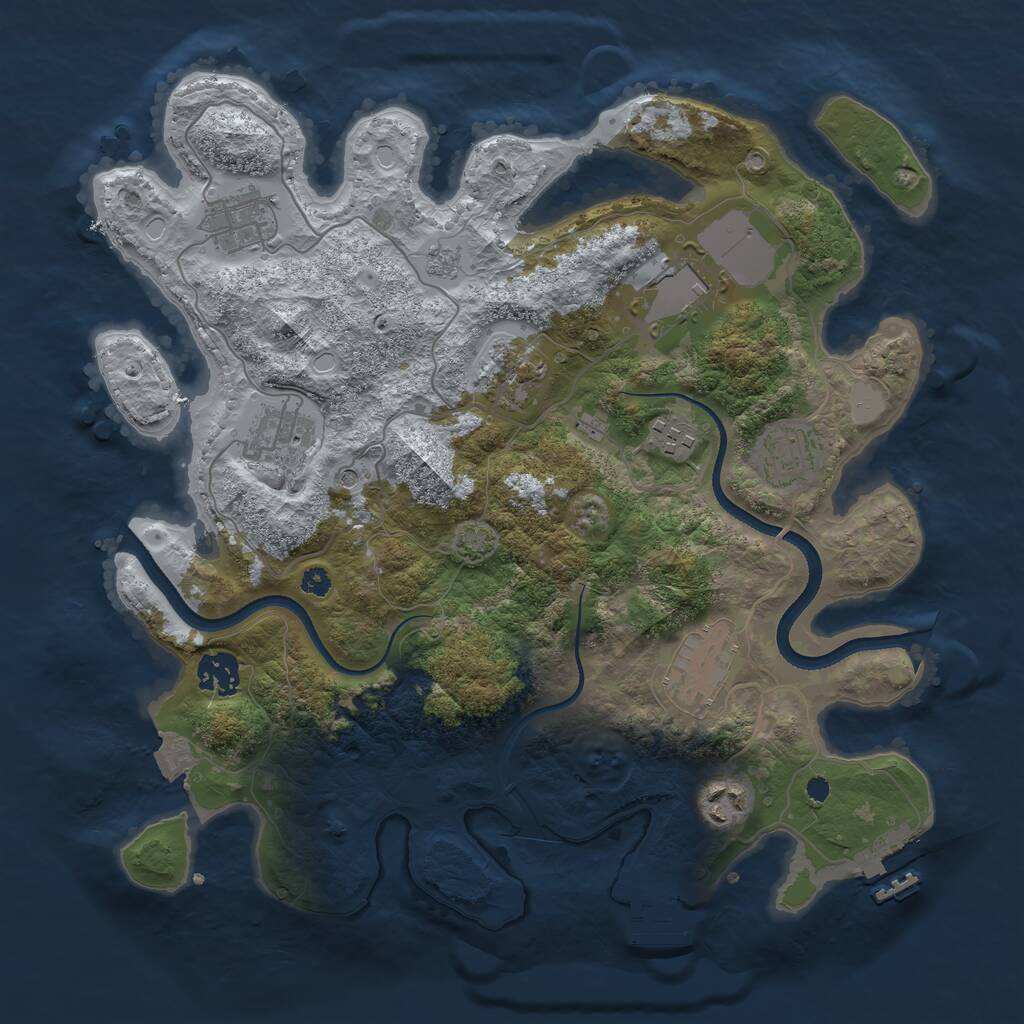 Rust Map: Procedural Map, Size: 3500, Seed: 123345, 15 Monuments