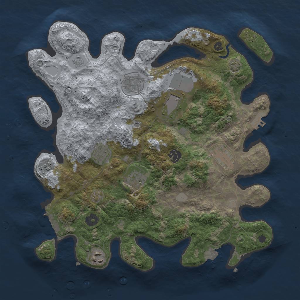 Rust Map: Procedural Map, Size: 3500, Seed: 123345, 16 Monuments