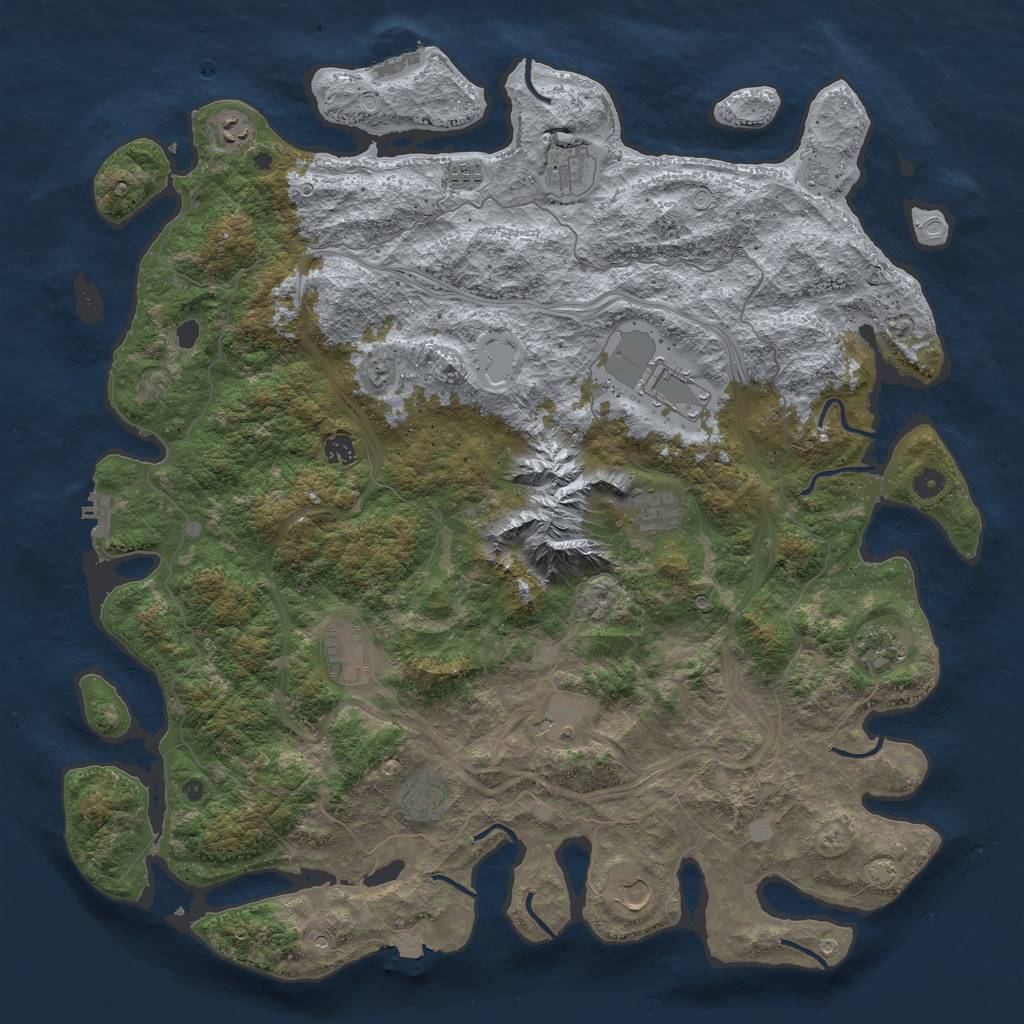 Rust Map: Procedural Map, Size: 5000, Seed: 918018, 19 Monuments