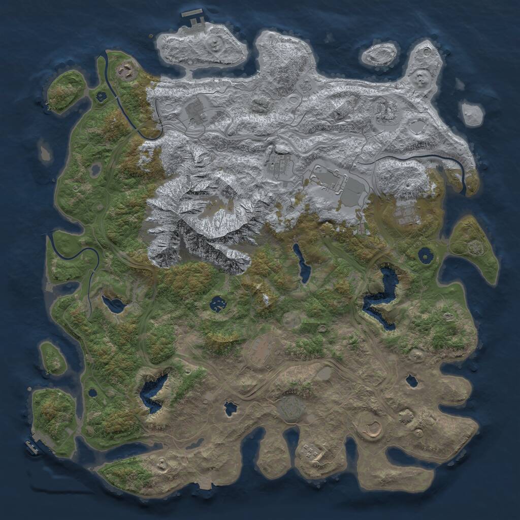 Rust Map: Procedural Map, Size: 5000, Seed: 918018, 17 Monuments