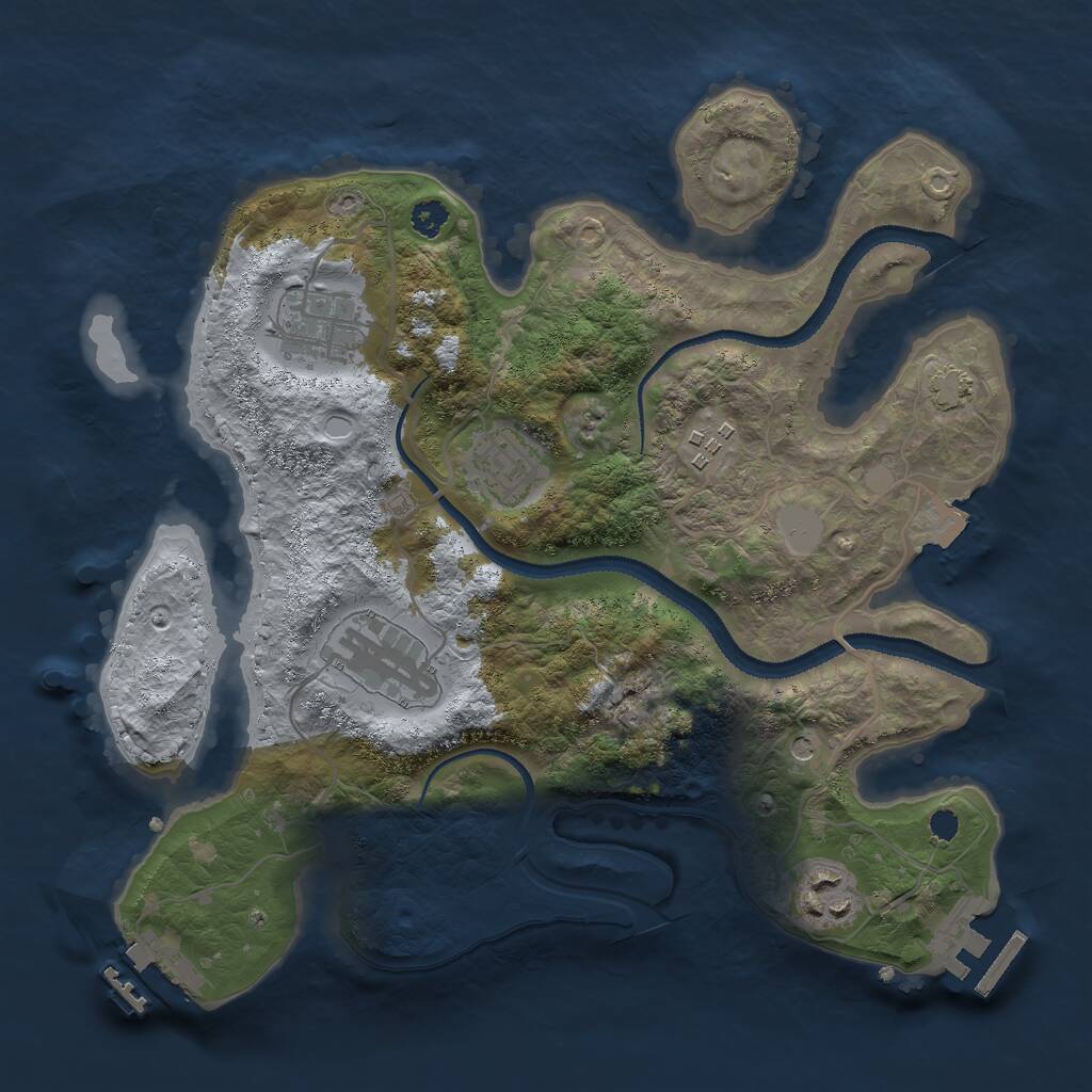 Rust Map: Procedural Map, Size: 3000, Seed: 472449787, 10 Monuments