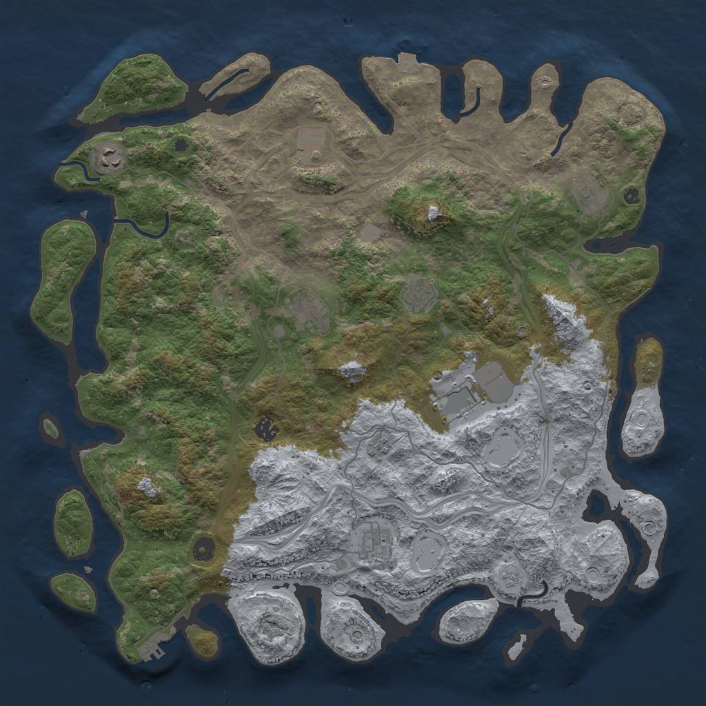 Rust Map: Procedural Map, Size: 4500, Seed: 71236533, 16 Monuments