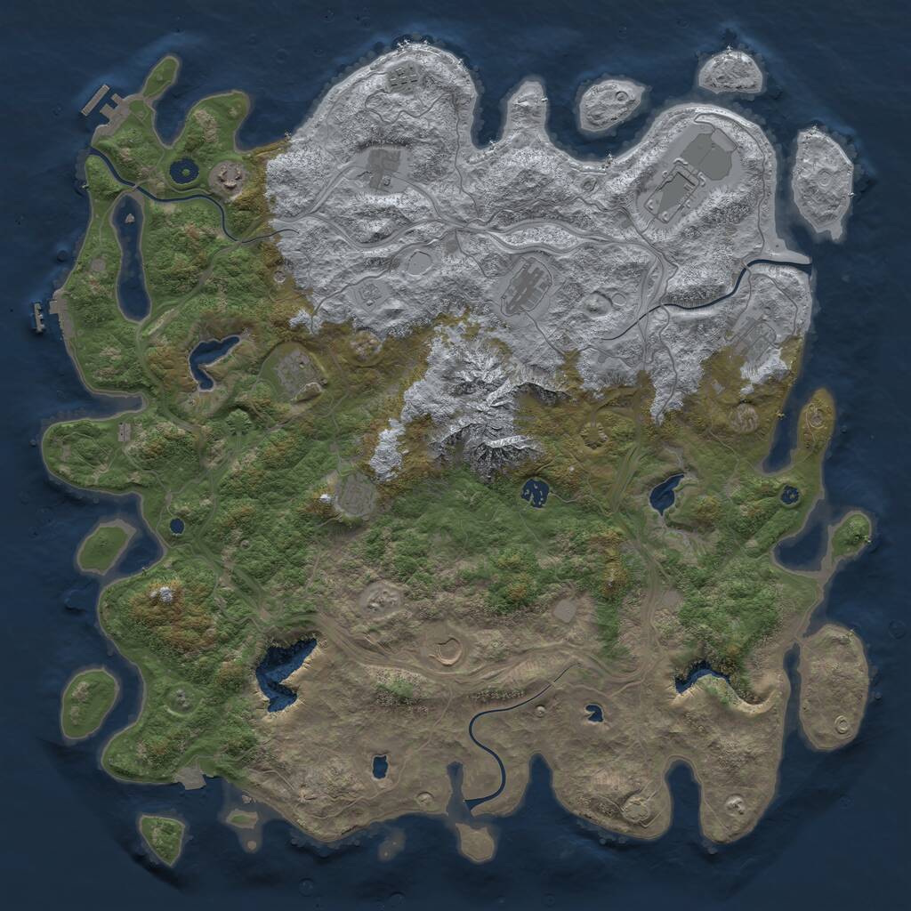 Rust Map: Procedural Map, Size: 5000, Seed: 1783629317, 16 Monuments