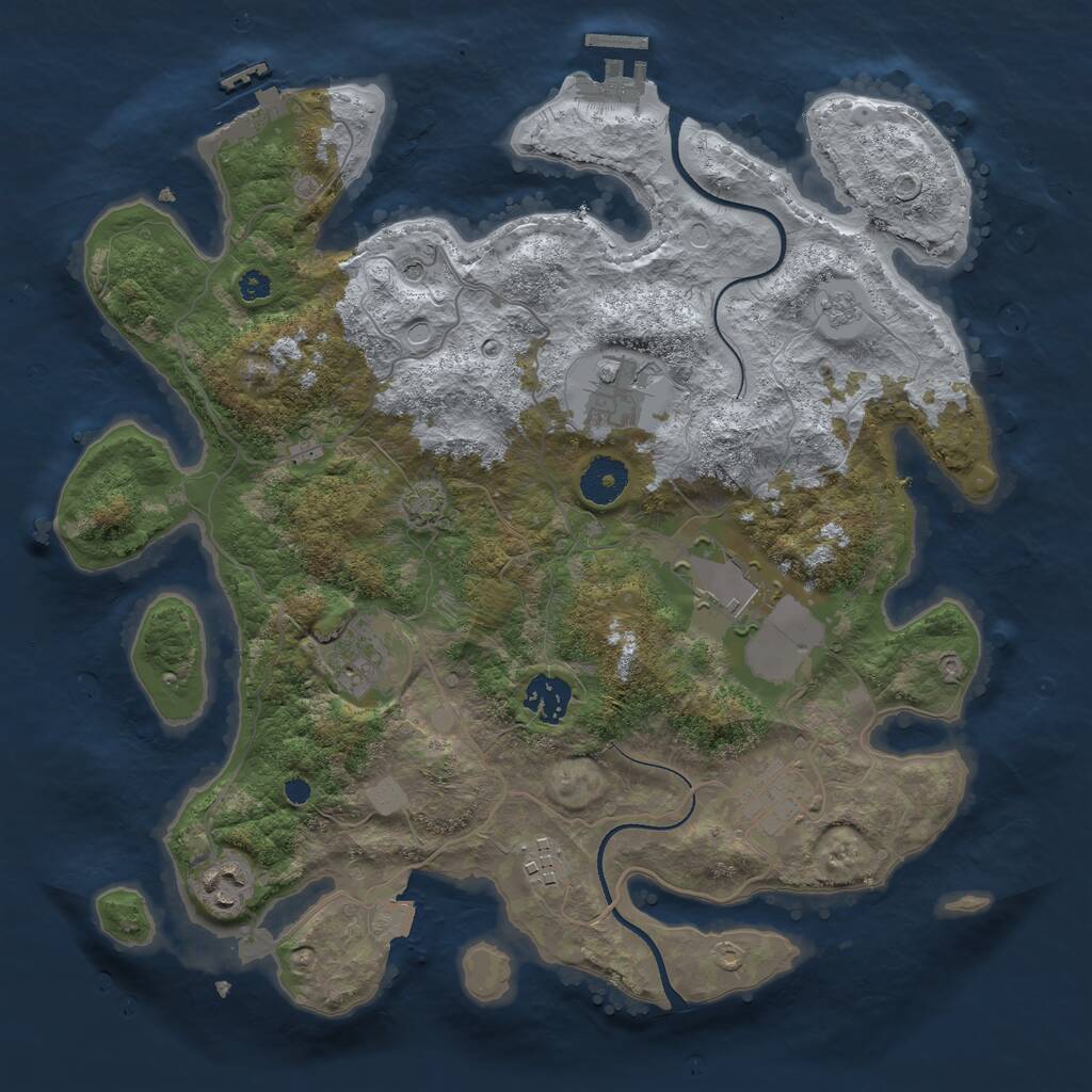 Rust Map: Procedural Map, Size: 3500, Seed: 32154350, 13 Monuments