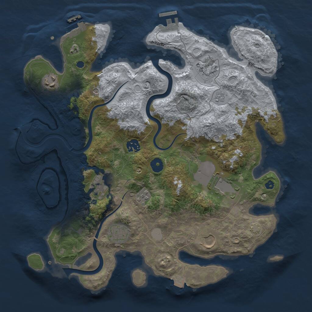 Rust Map: Procedural Map, Size: 3500, Seed: 32154350, 14 Monuments