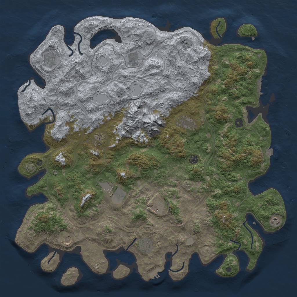 Rust Map: Procedural Map, Size: 5000, Seed: 51023, 19 Monuments