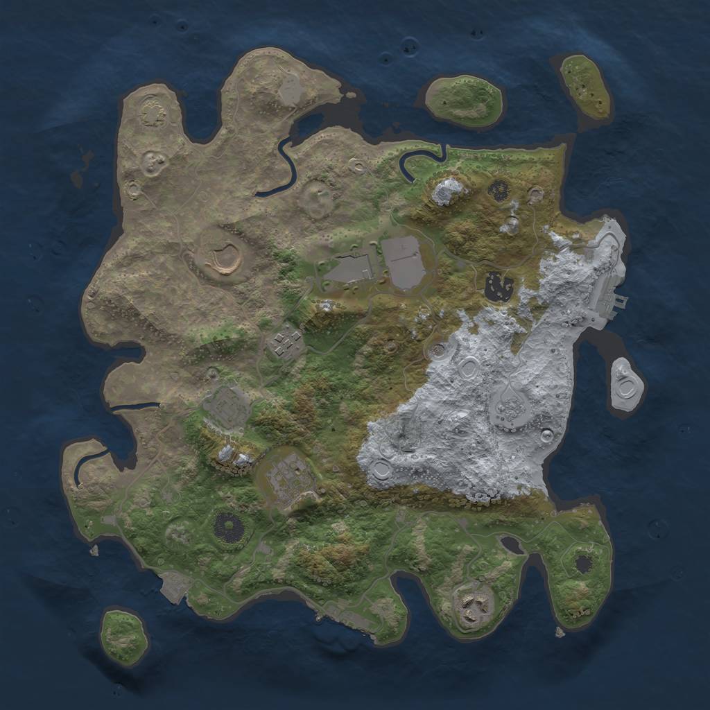 Rust Map: Procedural Map, Size: 3500, Seed: 1320562503, 15 Monuments