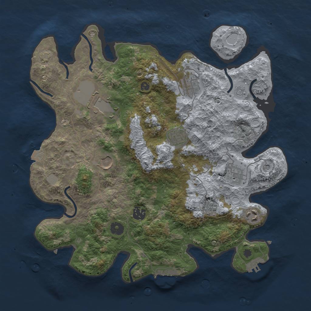 Rust Map: Procedural Map, Size: 3500, Seed: 306914738, 16 Monuments