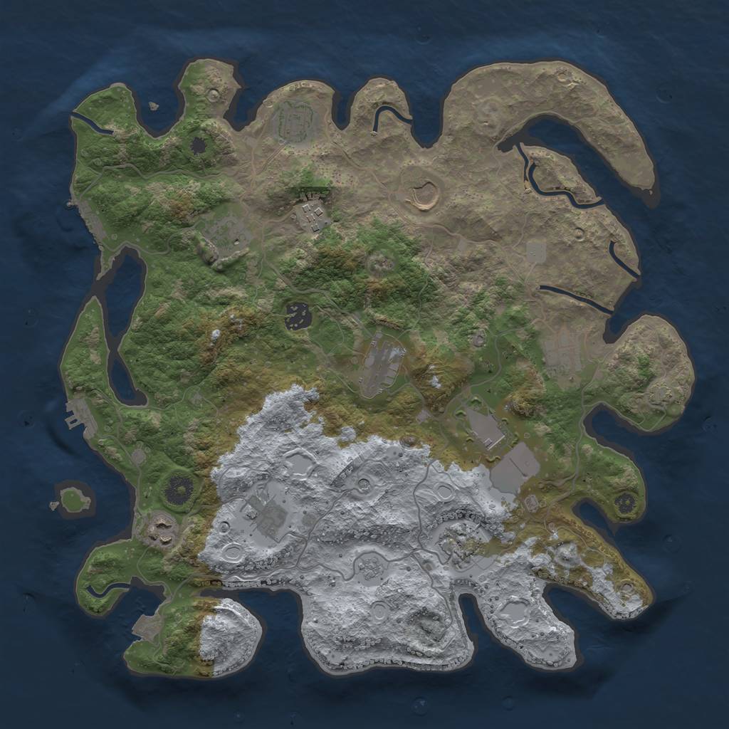 Rust Map: Procedural Map, Size: 3800, Seed: 873027841, 19 Monuments