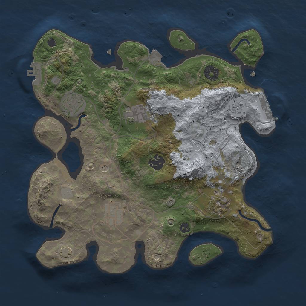 Rust Map: Procedural Map, Size: 3000, Seed: 688705804, 13 Monuments