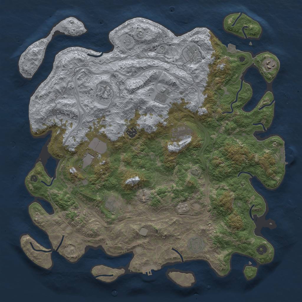 Rust Map: Procedural Map, Size: 4500, Seed: 1036910063, 18 Monuments