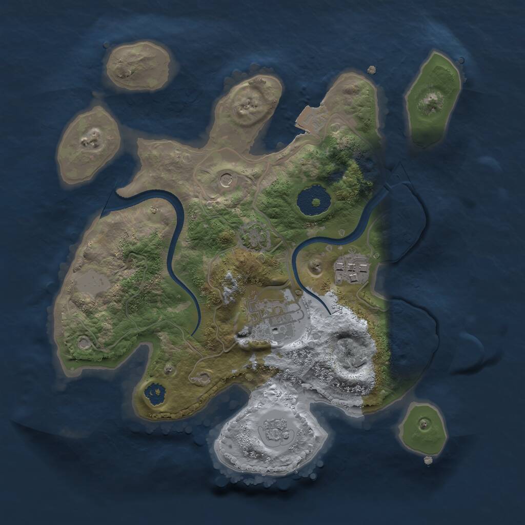 Rust Map: Procedural Map, Size: 2500, Seed: 372940576, 6 Monuments