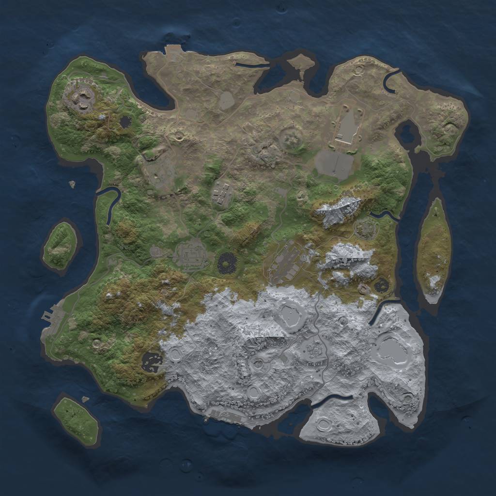 Rust Map: Procedural Map, Size: 3500, Seed: 510, 15 Monuments