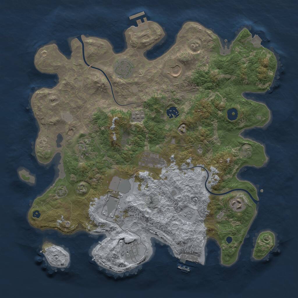 Rust Map: Procedural Map, Size: 3800, Seed: 39124406, 15 Monuments