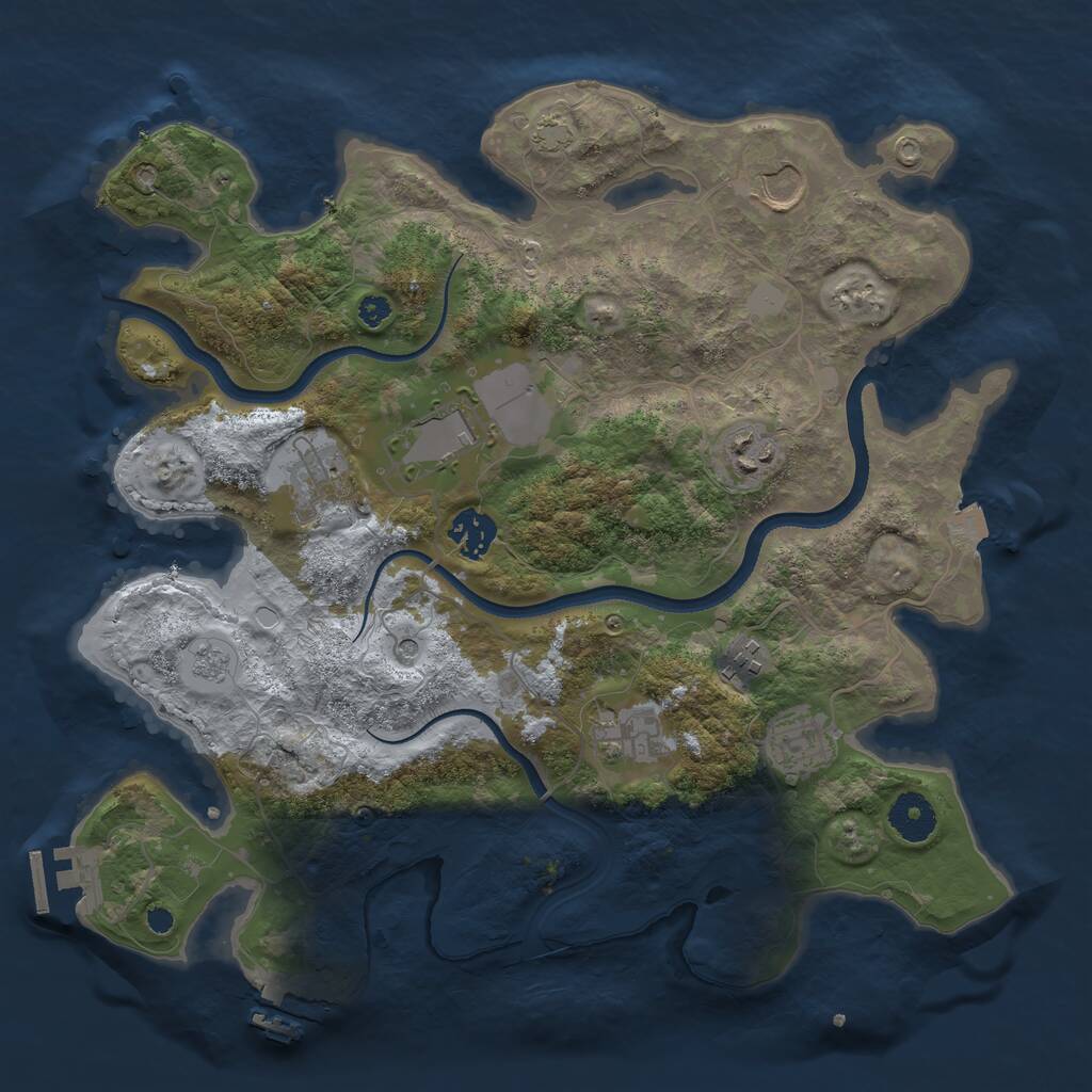 Rust Map: Procedural Map, Size: 3500, Seed: 1820979976, 14 Monuments