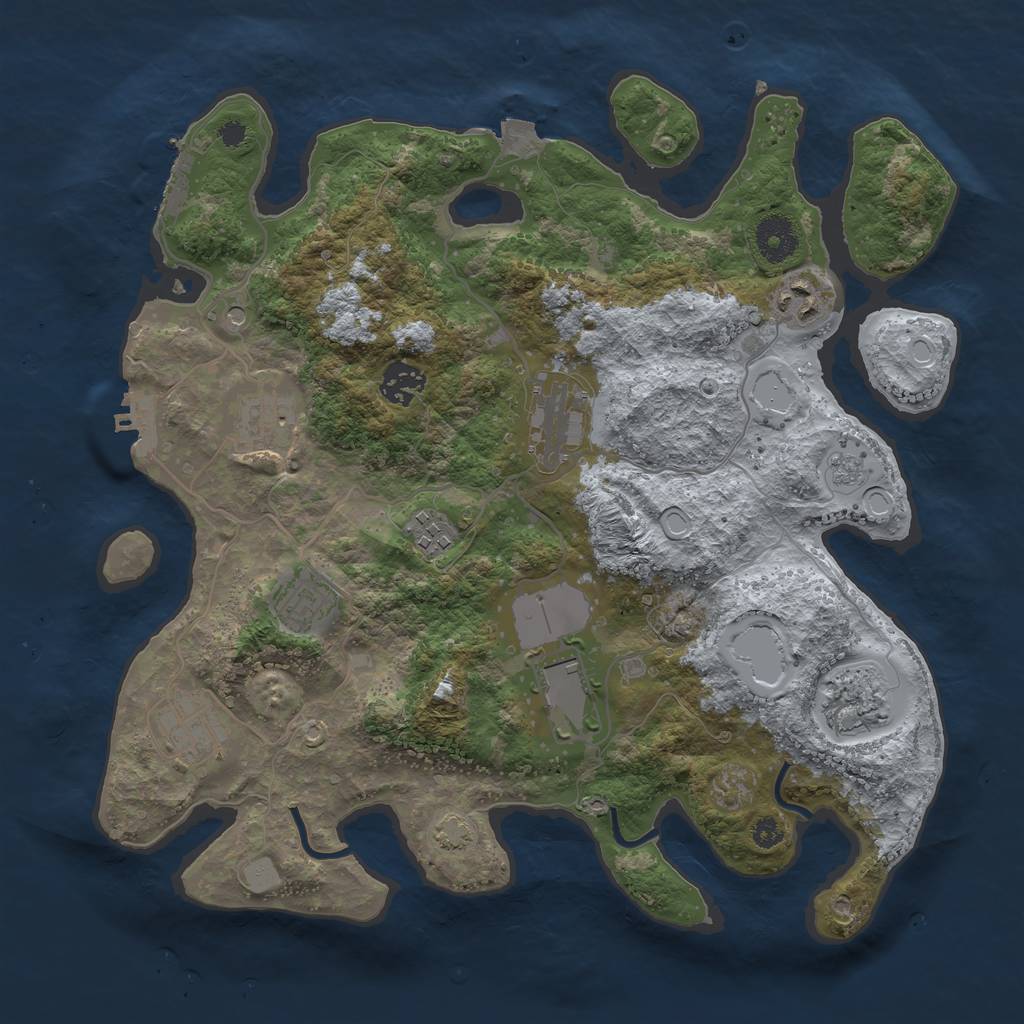 Rust Map: Procedural Map, Size: 3500, Seed: 4082023, 17 Monuments