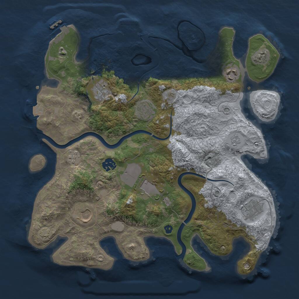 Rust Map: Procedural Map, Size: 3500, Seed: 4082023, 14 Monuments