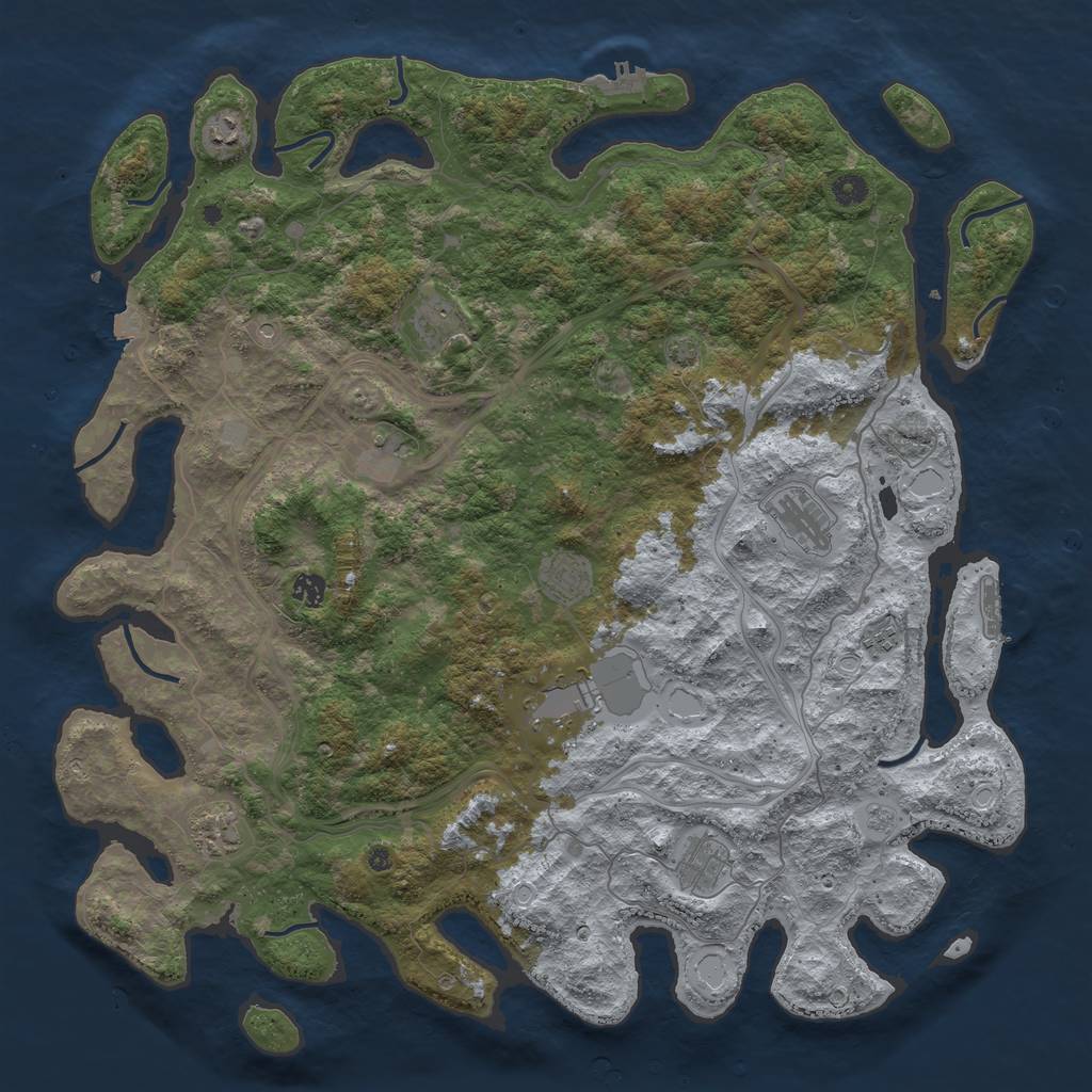 Rust Map: Procedural Map, Size: 4800, Seed: 1125491571, 18 Monuments
