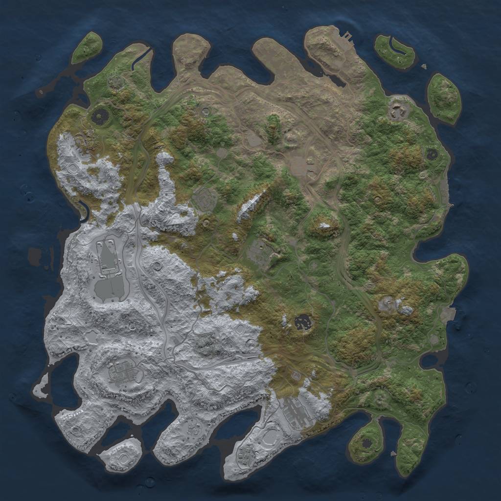 Rust Map: Procedural Map, Size: 4500, Seed: 595345677, 18 Monuments