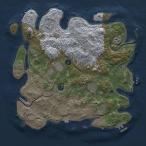 Thumbnail Rust Map: Procedural Map, Size: 3750, Seed: 1674488657, 14 Monuments