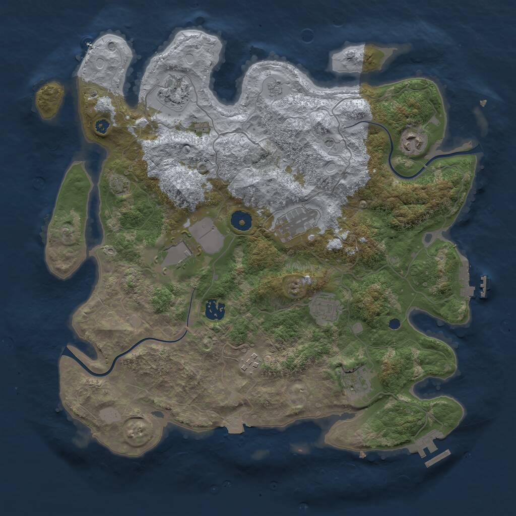 Rust Map: Procedural Map, Size: 3750, Seed: 1674488657, 14 Monuments