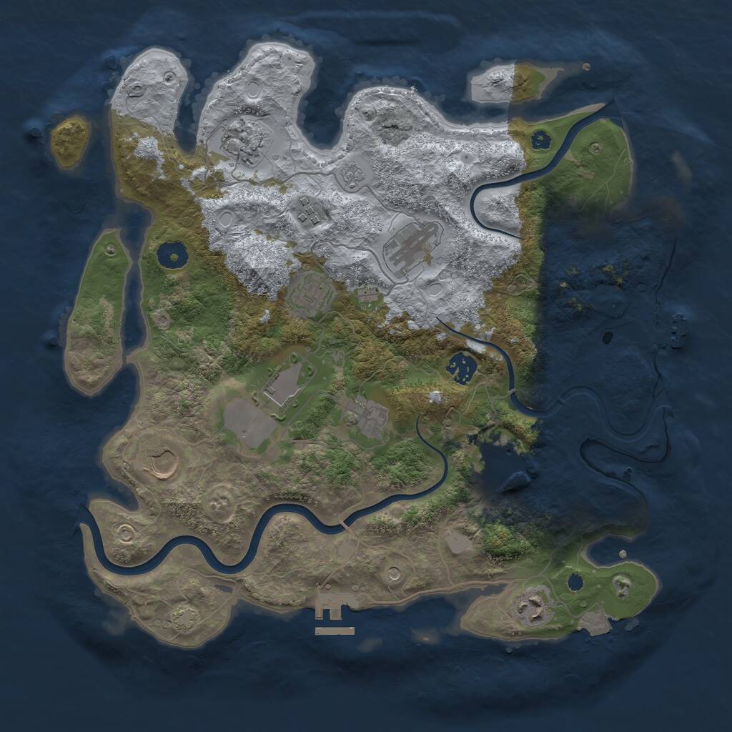 Rust Map: Procedural Map, Size: 3750, Seed: 1674488657, 16 Monuments