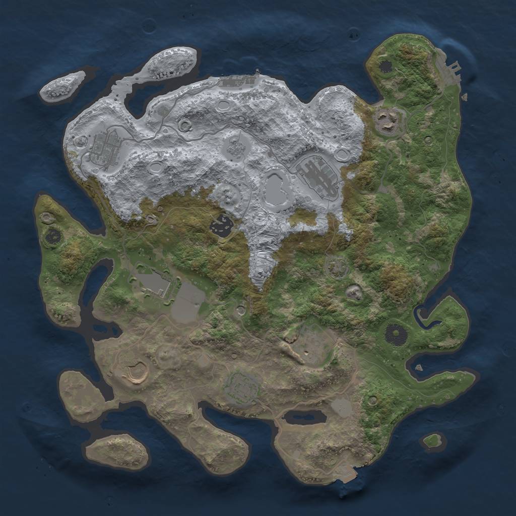 Rust Map: Procedural Map, Size: 3500, Seed: 76534536, 16 Monuments