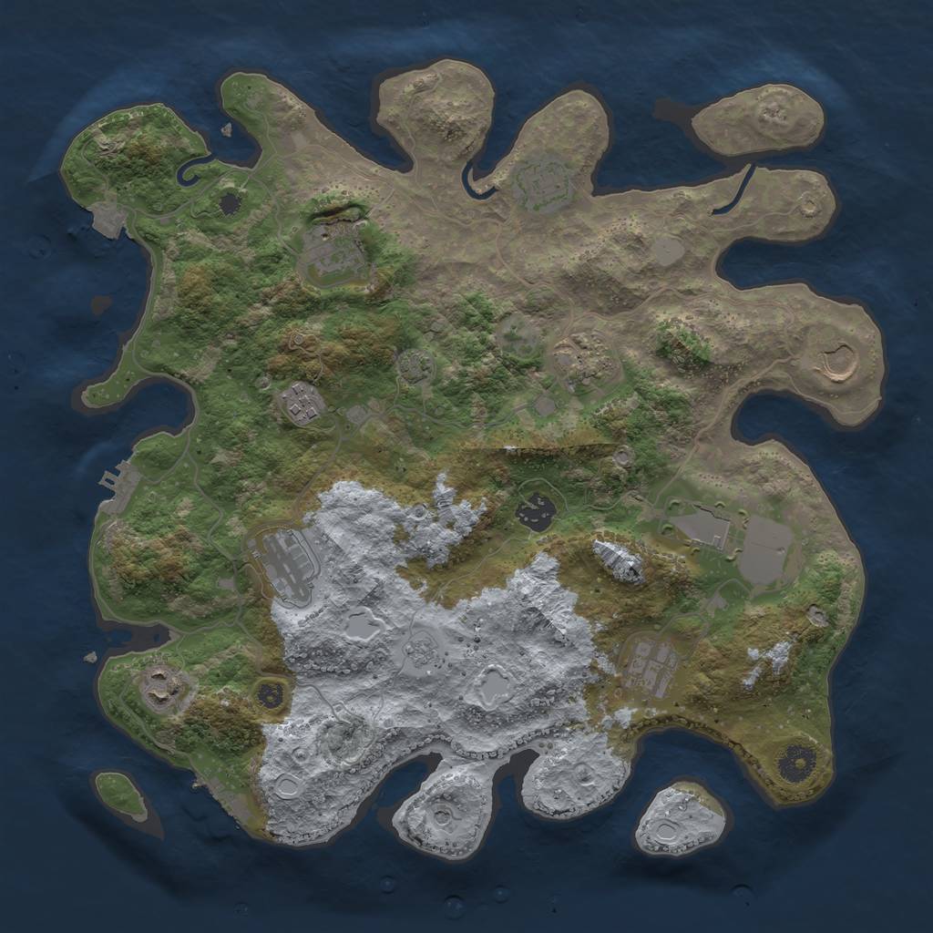 Rust Map: Procedural Map, Size: 3750, Seed: 769506, 18 Monuments