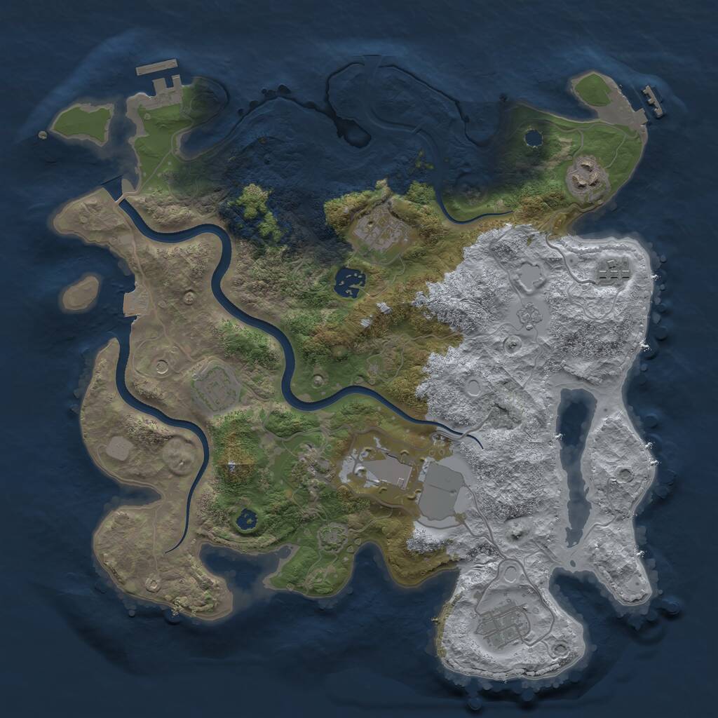 Rust Map: Procedural Map, Size: 3500, Seed: 98817656, 14 Monuments