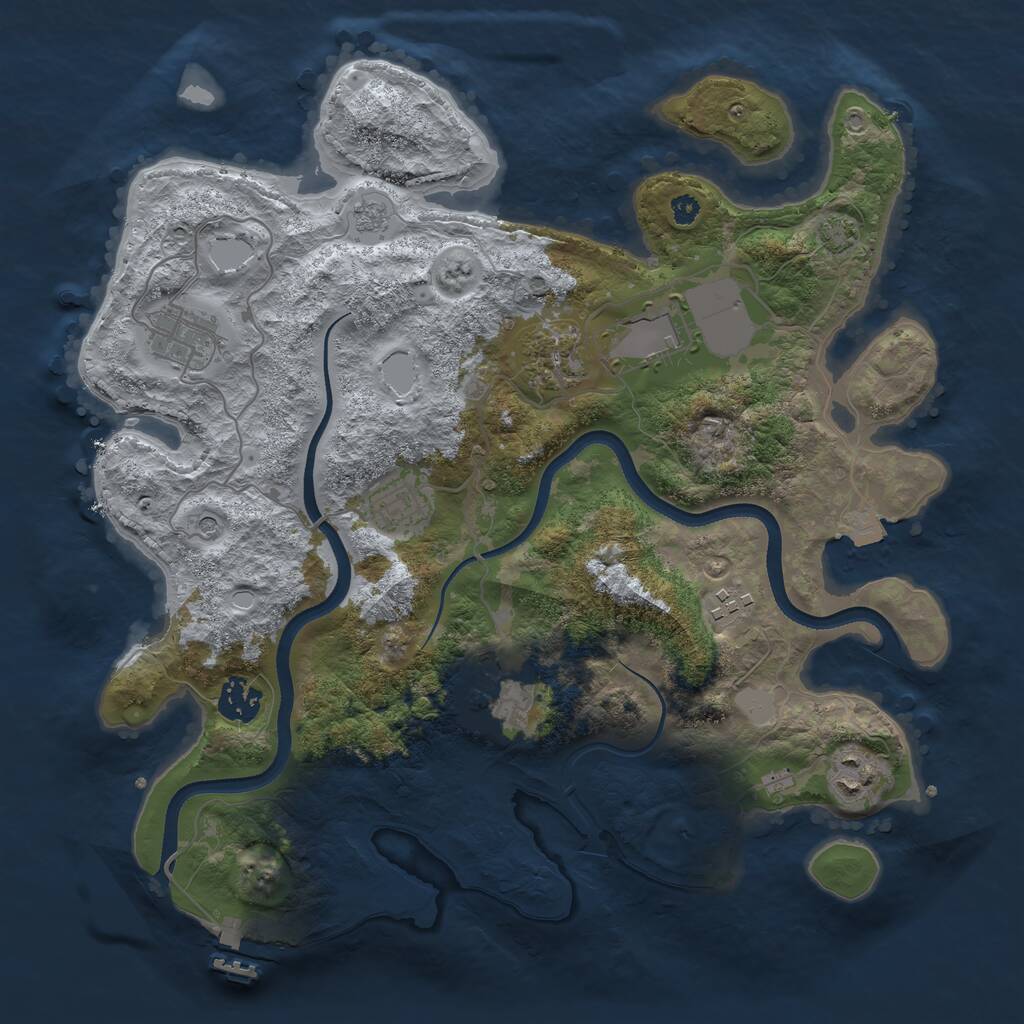 Rust Map: Procedural Map, Size: 3500, Seed: 4411638, 13 Monuments