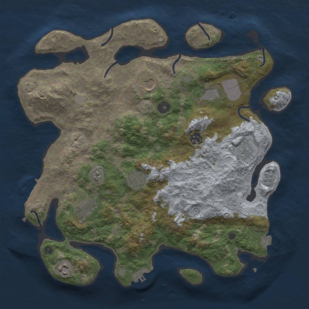 Rust Map: Procedural Map, Size: 3700, Seed: 306792529, 16 Monuments