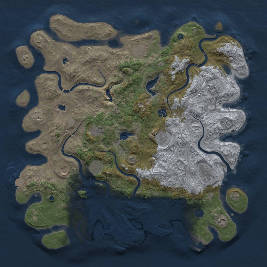 Rust Map: Procedural Map, Size: 4500, Seed: 9280, 16 Monuments