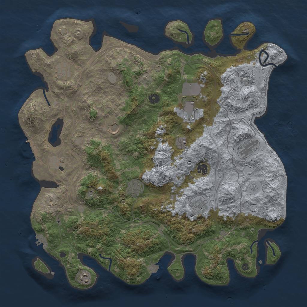 Rust Map: Procedural Map, Size: 4300, Seed: 4255829, 19 Monuments