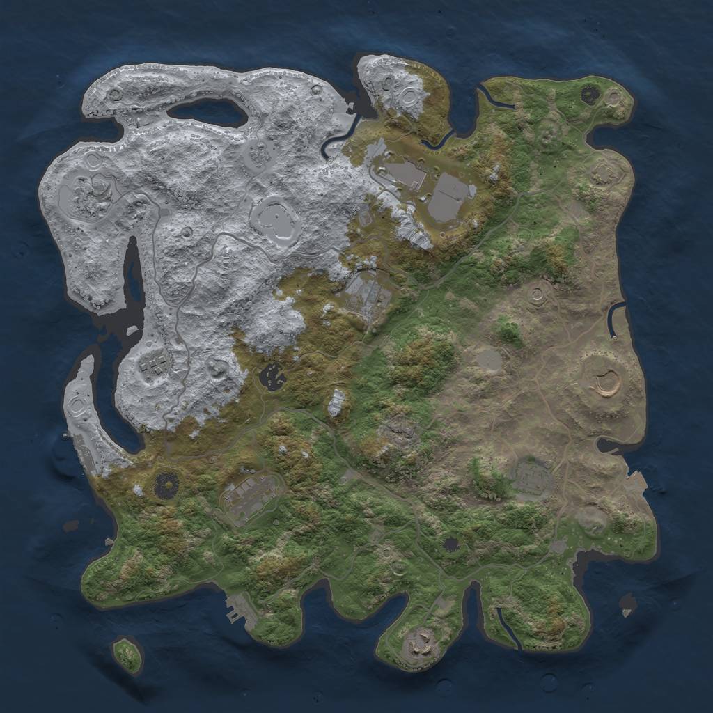 Rust Map: Procedural Map, Size: 4000, Seed: 525384, 17 Monuments