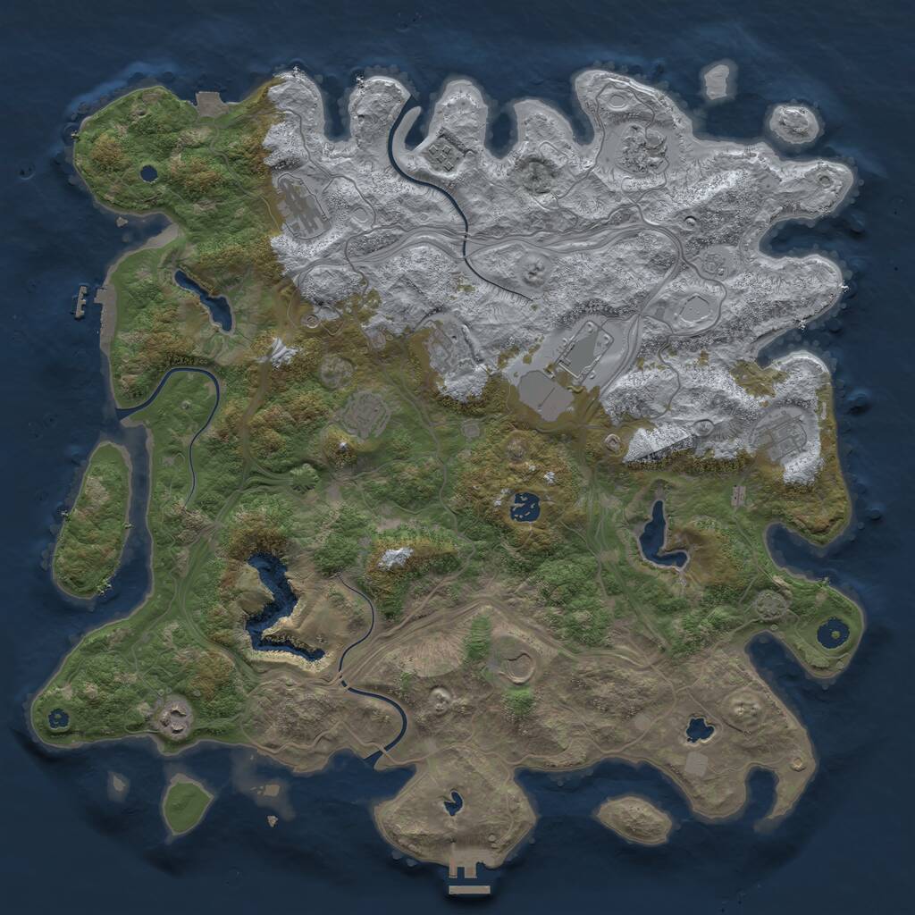 Rust Map: Procedural Map, Size: 4500, Seed: 1887683, 16 Monuments