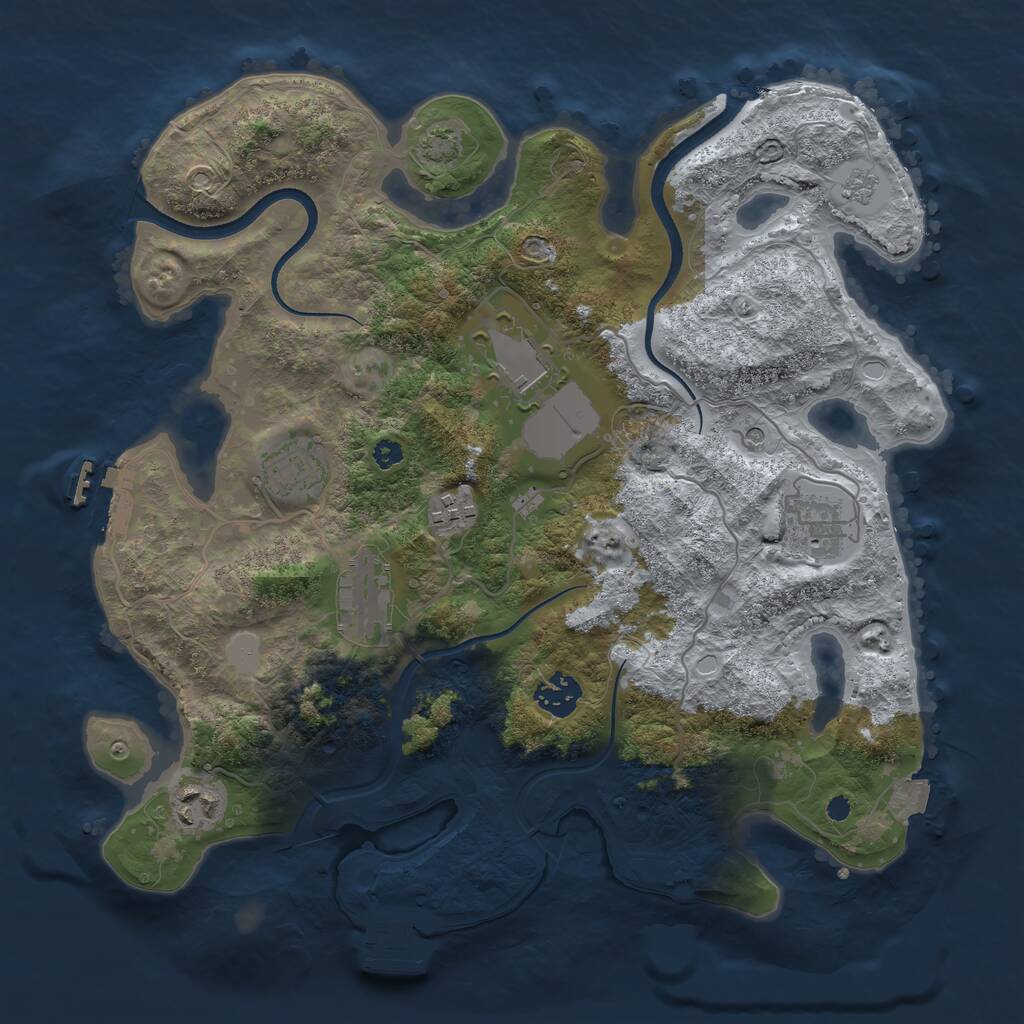 Rust Map: Procedural Map, Size: 3500, Seed: 1563769632, 13 Monuments