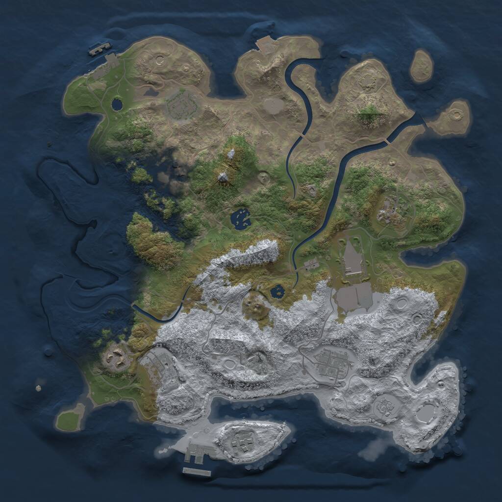 Rust Map: Procedural Map, Size: 3600, Seed: 75087734, 15 Monuments