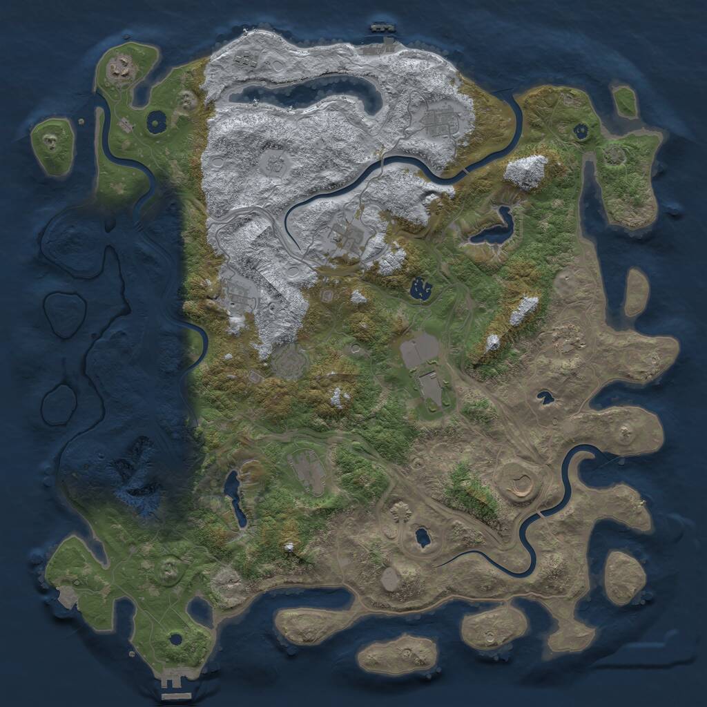 Rust Map: Procedural Map, Size: 4800, Seed: 748855287, 17 Monuments