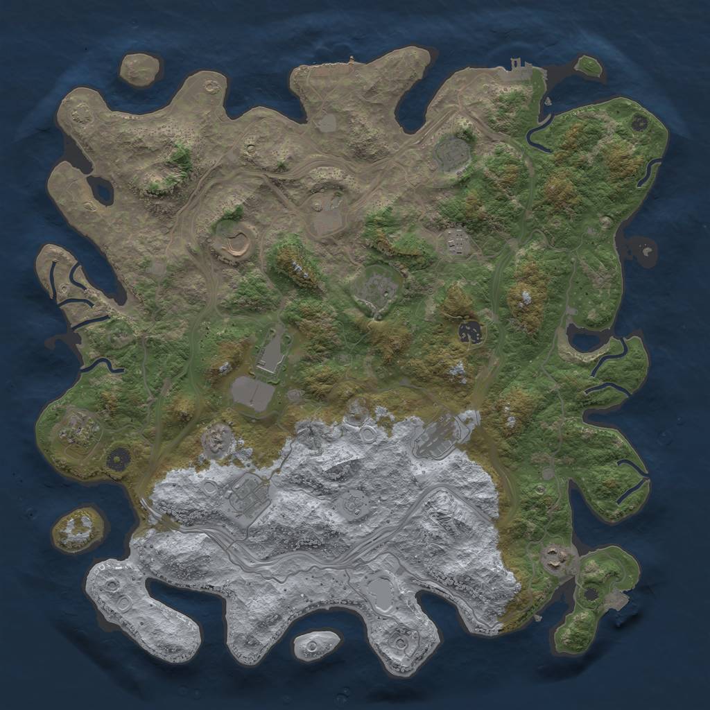 Rust Map: Procedural Map, Size: 4500, Seed: 1788157005, 19 Monuments