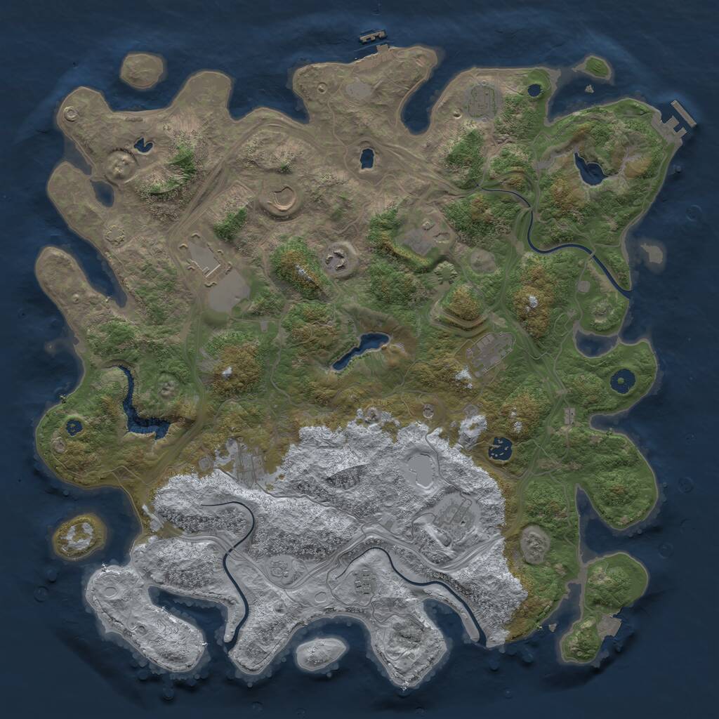 Rust Map: Procedural Map, Size: 4500, Seed: 1788157005, 16 Monuments