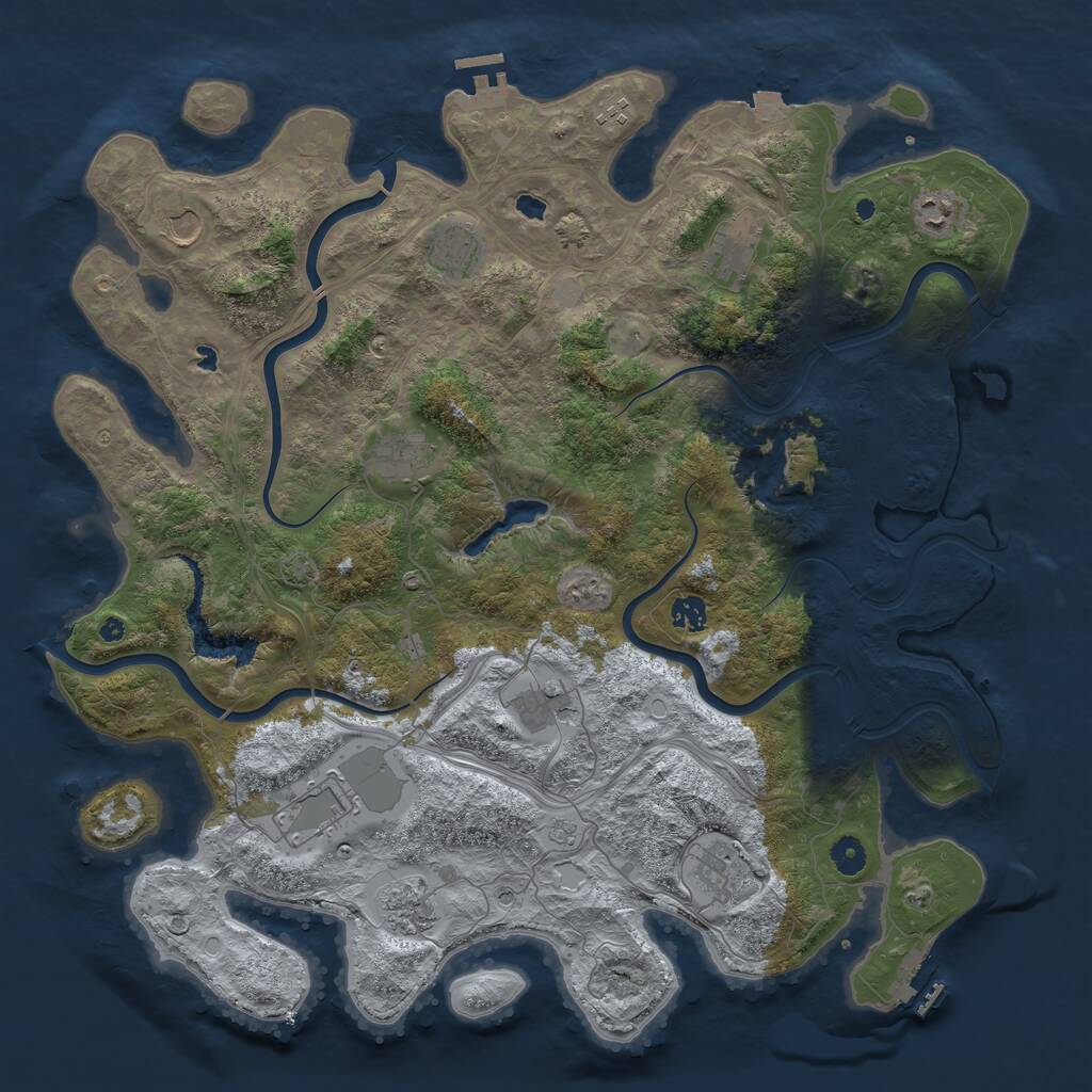 Rust Map: Procedural Map, Size: 4500, Seed: 1788157005, 17 Monuments