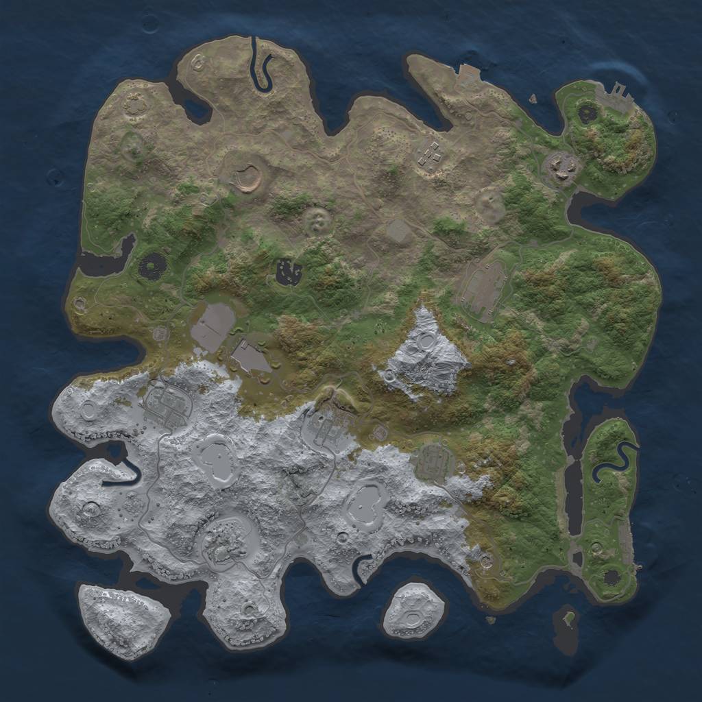 Rust Map: Procedural Map, Size: 3850, Seed: 63779529, 18 Monuments