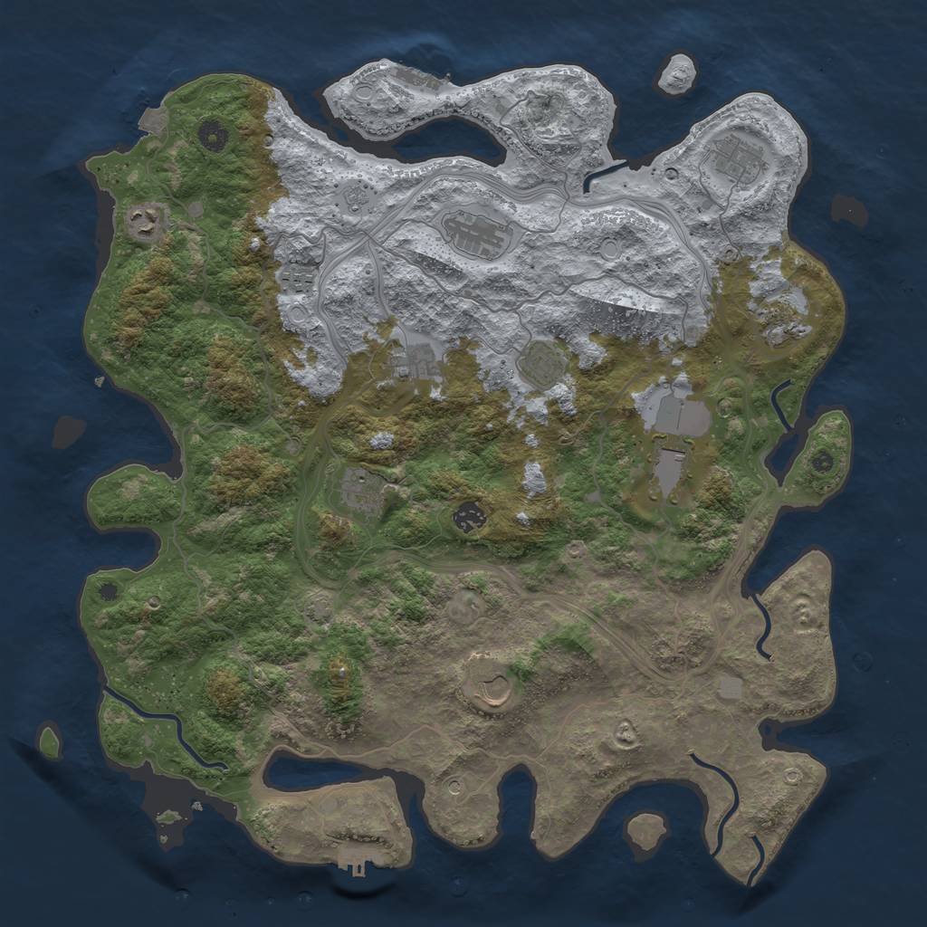 Rust Map: Procedural Map, Size: 4500, Seed: 78308185, 19 Monuments