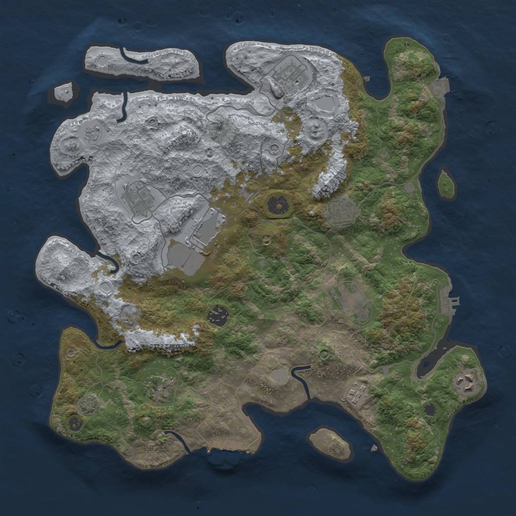 Rust Map: Procedural Map, Size: 3800, Seed: 176, 17 Monuments