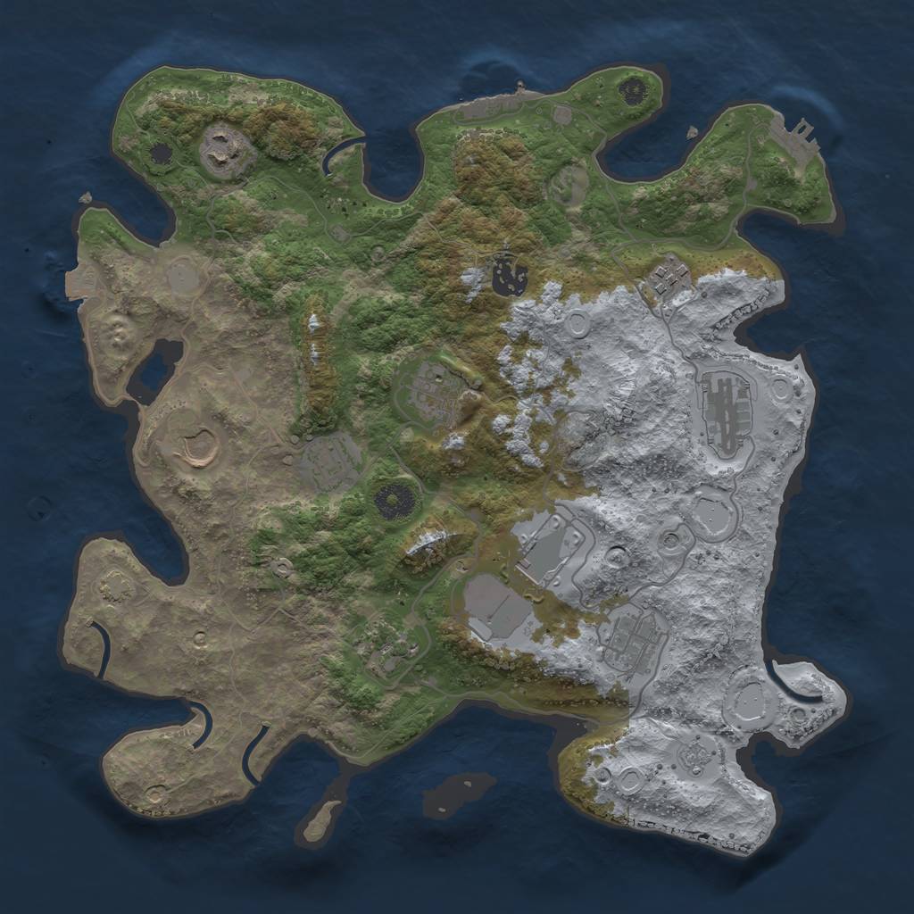 Rust Map: Procedural Map, Size: 3600, Seed: 56301135, 18 Monuments