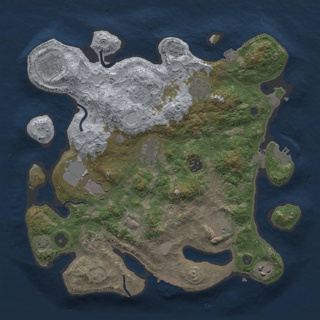 Rust Map: Procedural Map, Size: 3500, Seed: 4079953, 17 Monuments