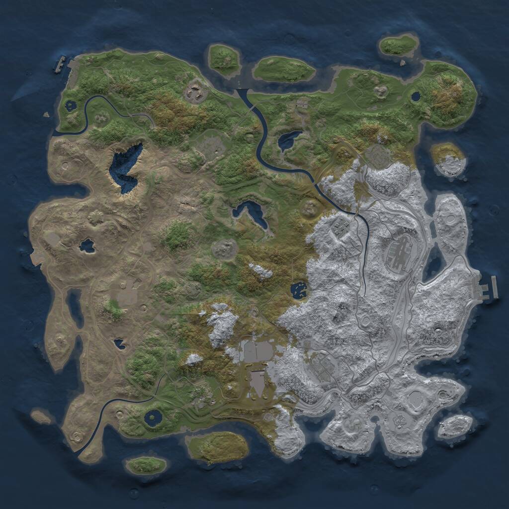 Rust Map: Procedural Map, Size: 4500, Seed: 809811272, 16 Monuments