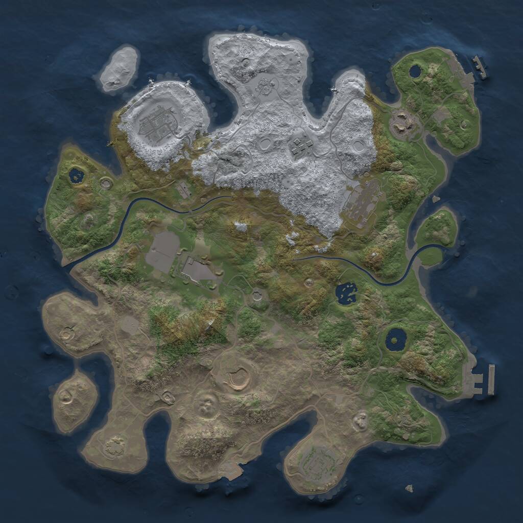 Rust Map: Procedural Map, Size: 3500, Seed: 1793283232, 14 Monuments