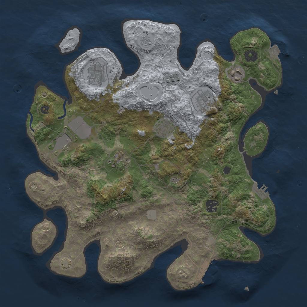 Rust Map: Procedural Map, Size: 3500, Seed: 1793283232, 16 Monuments